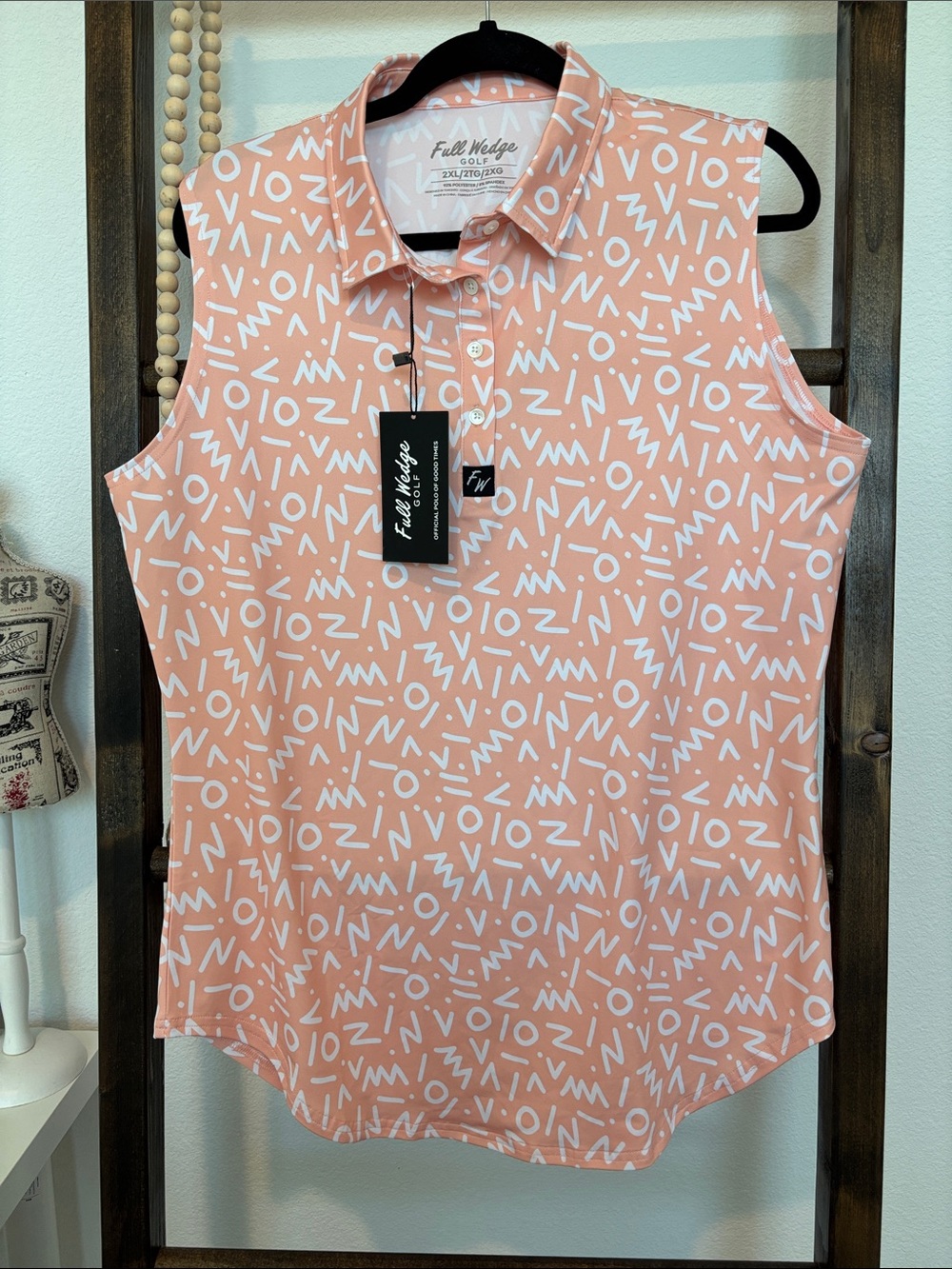 Sleeveless Polo - Coral Print
